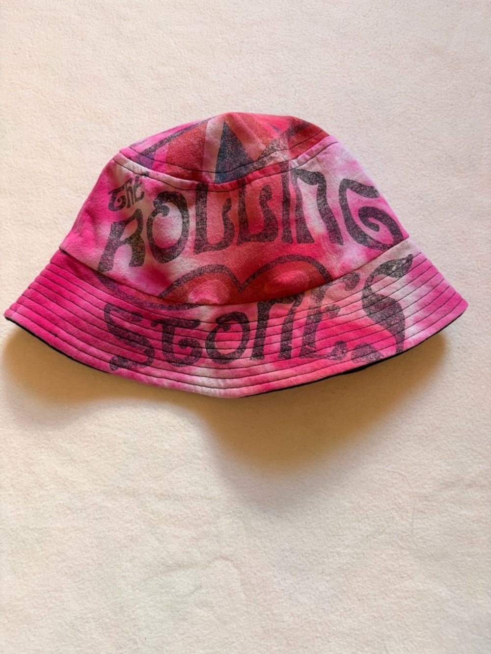 Tie-Dye Rolling Stones Graphic Bucket Hat With Inside Stash Pocket, hand made